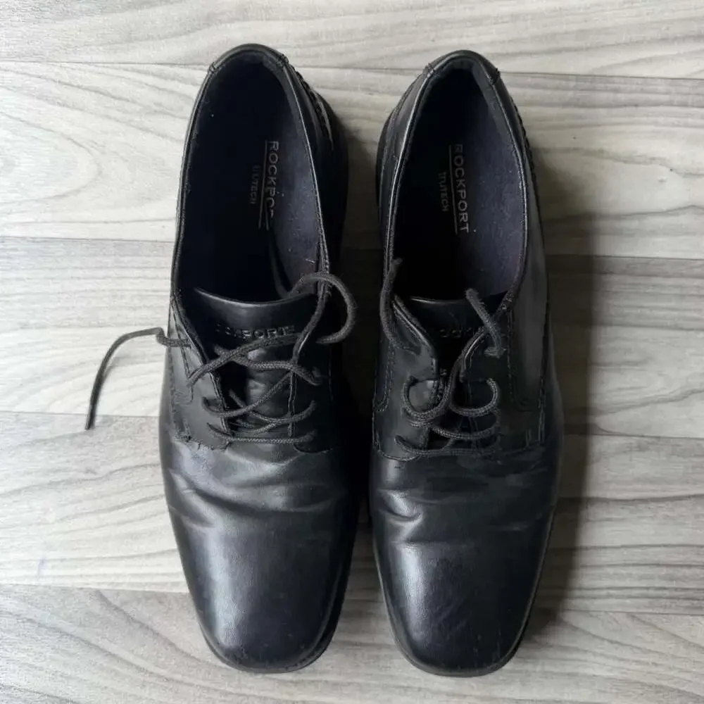 Rockport CI8245 Black Leather Oxford Dress Shoes Size 10